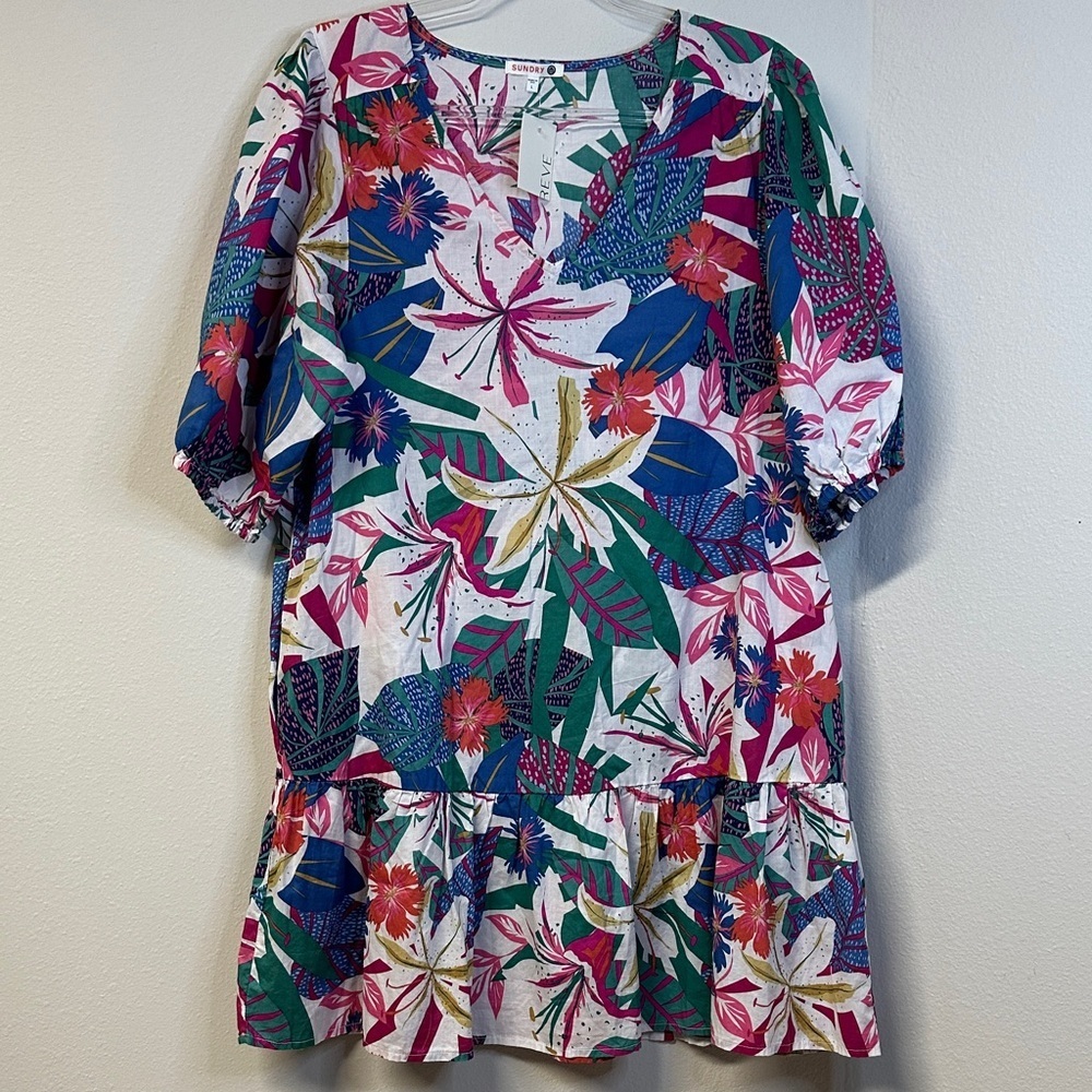 NWT Sundry Hawaiian Floral Mini Dress Women's Size L